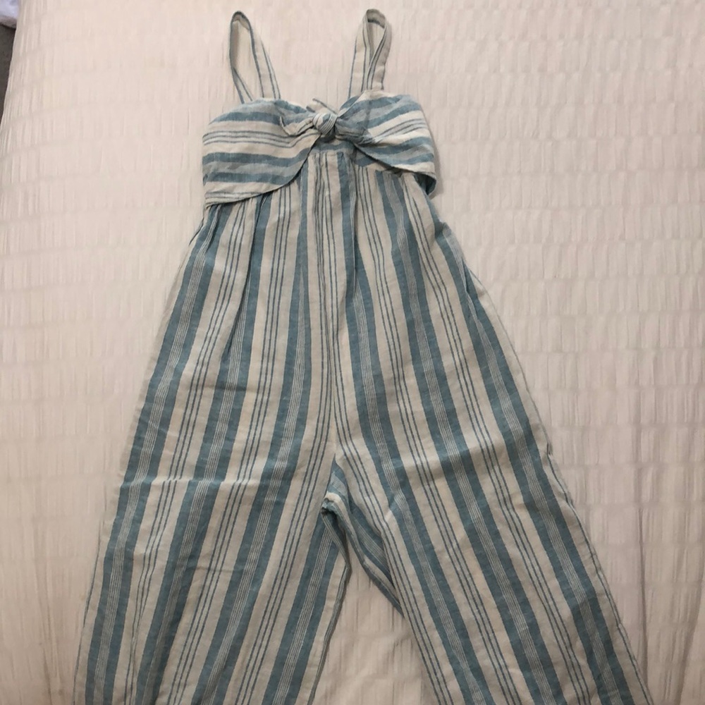 Hope and Henry -one piece jumpsuit blue and white stripe, size 8.
